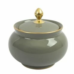 Limoges - Legle Lidded Sugar Bowl Gold Trim Dark Grey
