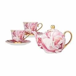 Ashdene - Blooms Champagne Teapot & Teacup/Saucer Set 3pce