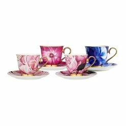 Ashdene - Blooms Assorted Cup & Saucer Set Of 4