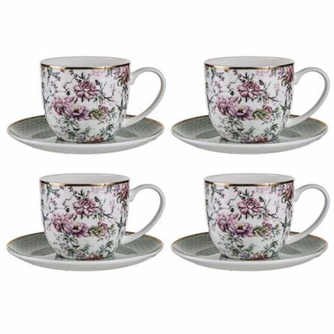Ashdene - Chinoiserie White Teacup & Saucer Set 4pce 1 Ashdene - Chinoiserie White Teacup & Saucer Set 4pce