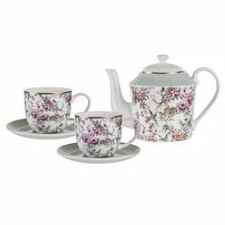 Ashdene - Chinoiserie White Teapot & 2 Teacup Set