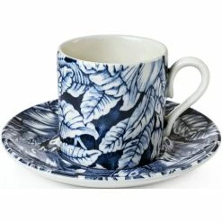 Burleigh - Ink Blue Hibiscus Coffee Can & Saucer