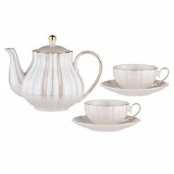 Ashdene - Parisienne Pearl Teapot & Teacup Set White 3pce