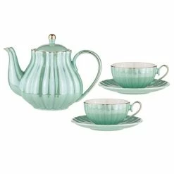 Ashdene-Parisienne Pearl Teapot & Teacup Set Aquamarine 3pc
