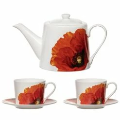 Ashdene - Red Poppies Teapot & Teacup Set 3pce