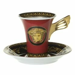 Rosenthal - Versace Medusa Espresso Cup & Saucer Red Set