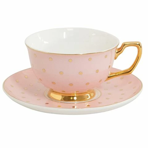 Cristina Re - Polka Dot Teacup And Saucer Blush And Gold 1 Cristina Re - Polka Dot Teacup And Saucer Blush And Gold