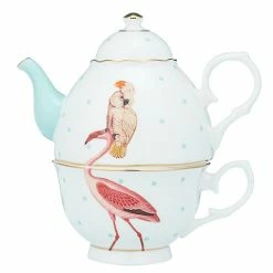 Yvonne Ellen - Tea For One Teapot Parrot & Flamingo