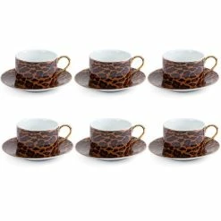 Luxe By Peter's - Tea W/Golden Trims Leopard Set 6pce