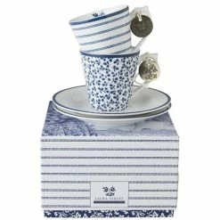 Laura Ashley - Candy Stripe/Floris Espresso Cup/Saucer 2pce