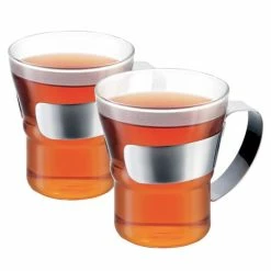 Bodum - Assam Coffee Glass W/Steel Handle Small Set 2pce