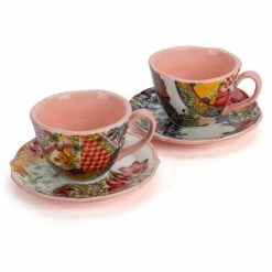 Baci Milano - Coral Porcelain Coffee Cups Set 2pce