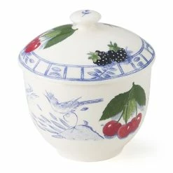 Gien - Oiseau Fruits Bleu Lidded Sugar Bowl