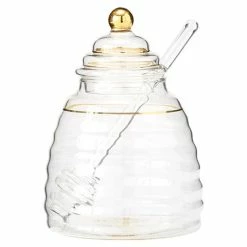 Ashdene - Honey Bee Glass Honey Pot & Dipper