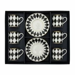 Halcyon Days - Parterre Coffee Set Black & White 6pce